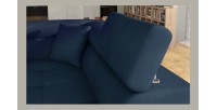 Canapé d’angle convertible MENTON bleu foncé bouclette – Angle droit avec coffre