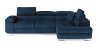 Canapé d’angle convertible MENTON bleu foncé bouclette – Angle droit avec coffre