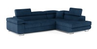 Canapé d’angle convertible MENTON bleu foncé bouclette – Angle droit avec coffre