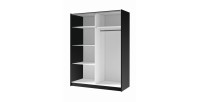 Armoire 2 portes coulissantes avec miroir 200 cm - noir et chêne - Collection STRANO