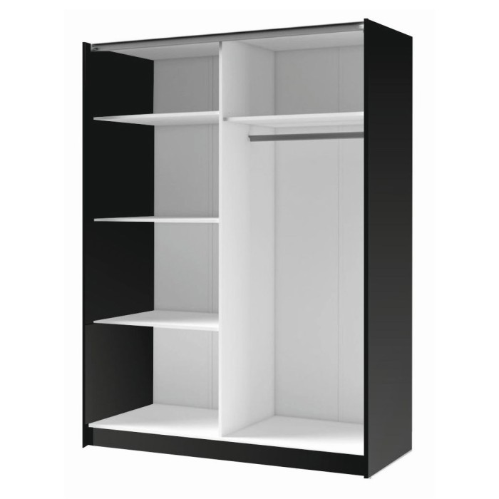 Armadio 2 porte scorrevoli con specchio 200 cm - nero e rovere - Collezione STRANO