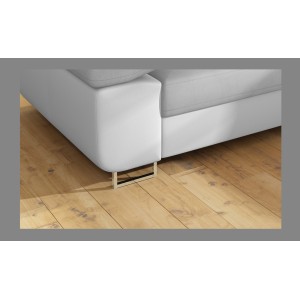 Canapé d’angle convertible MENTON gris et blanc velours – Angle droit avec coffre