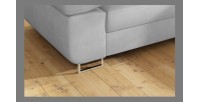 Canapé d’angle convertible MENTON gris velours – Angle droit avec coffre