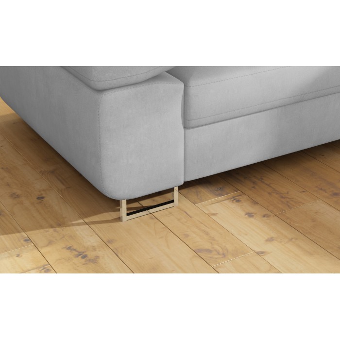 Canapé d’angle convertible MENTON gris velours – Angle droit avec coffre