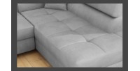 Canapé d’angle convertible MENTON gris velours – Angle droit avec coffre