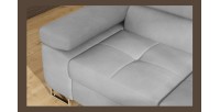 Canapé d’angle convertible MENTON gris velours – Angle droit avec coffre