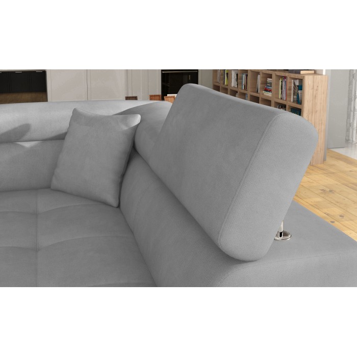 Canapé d’angle convertible MENTON gris velours – Angle droit avec coffre