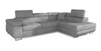 Canapé d’angle convertible MENTON gris velours – Angle droit avec coffre