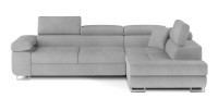 Canapé d’angle convertible MENTON gris velours – Angle droit avec coffre