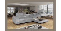 Canapé d’angle convertible MENTON gris velours – Angle droit avec coffre