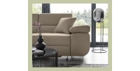 Canapé d’angle convertible MENTON beige velours – Angle gauche avec coffre