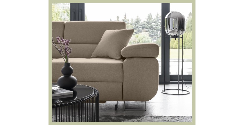 Canapé d’angle convertible MENTON beige velours – Angle gauche avec coffre