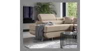 Canapé d’angle convertible MENTON beige velours – Angle gauche avec coffre