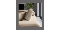 Canapé d’angle convertible MENTON beige velours – Angle gauche avec coffre