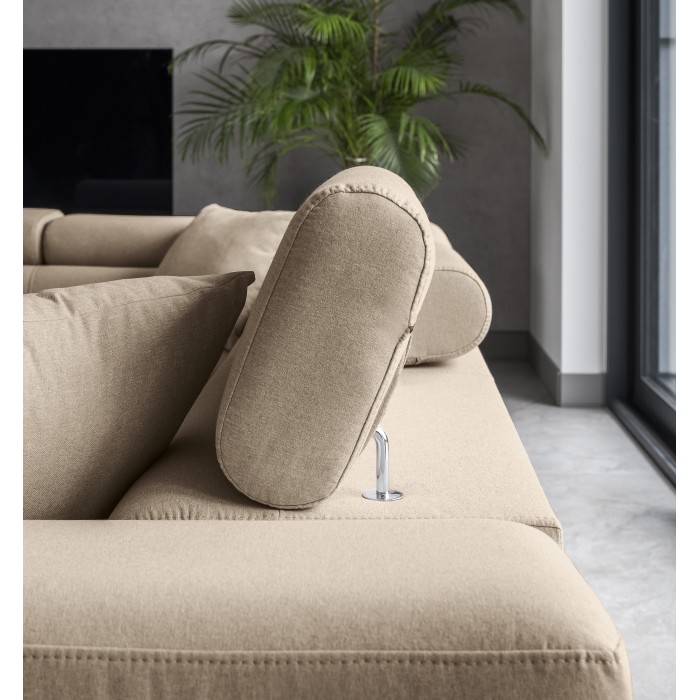 Canapé d’angle convertible MENTON beige velours – Angle gauche avec coffre