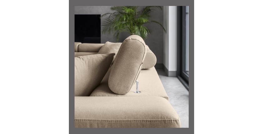 Canapé d’angle convertible MENTON beige velours – Angle gauche avec coffre
