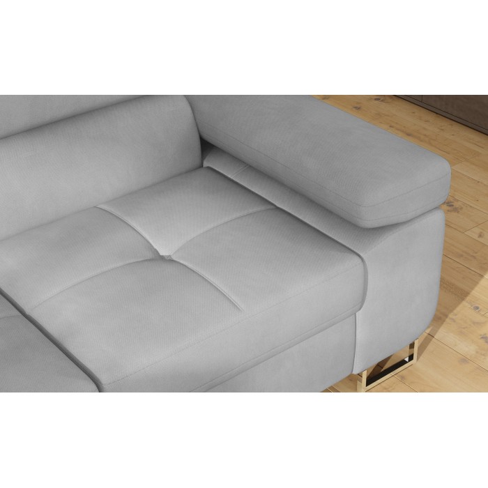 Canapé d’angle convertible MENTON gris – Angle gauche avec coffre