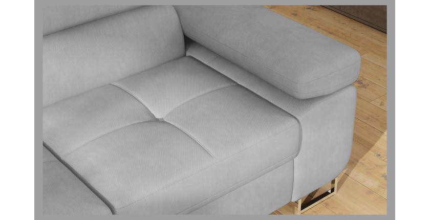 Canapé d’angle convertible MENTON gris – Angle gauche avec coffre