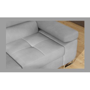 Canapé d’angle convertible MENTON gris – Angle gauche avec coffre
