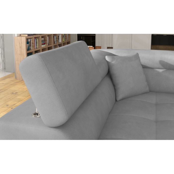 Canapé d’angle convertible MENTON gris – Angle gauche avec coffre