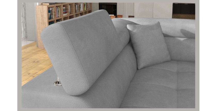 Canapé d’angle convertible MENTON gris – Angle gauche avec coffre