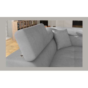 Canapé d’angle convertible MENTON gris – Angle gauche avec coffre