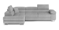 Canapé d’angle convertible MENTON gris – Angle gauche avec coffre