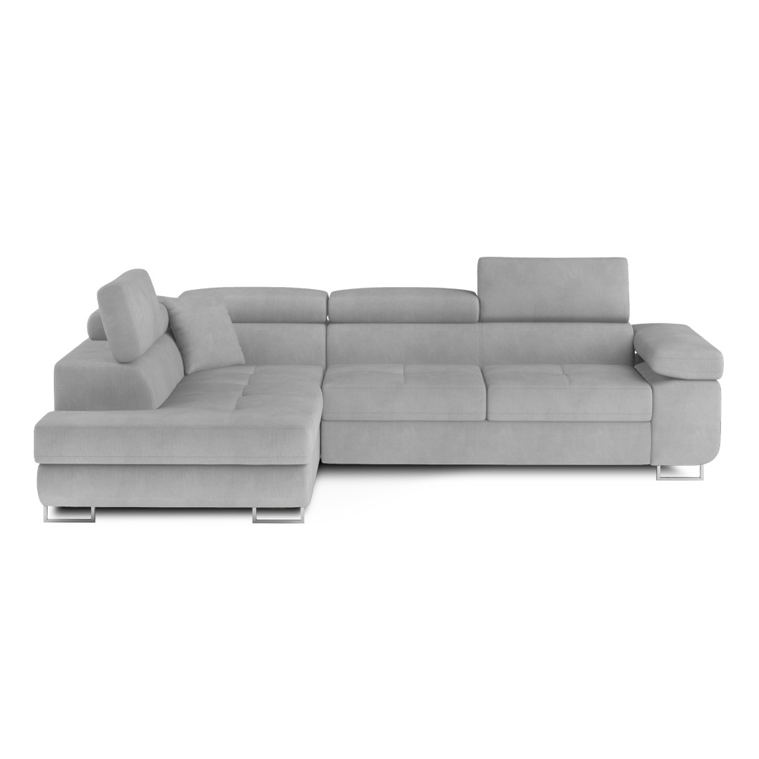 Canapé d’angle convertible MENTON gris – Angle gauche avec coffre