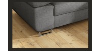 Canapé d’angle convertible MENTON gris tissu tissé – Angle droit avec coffre