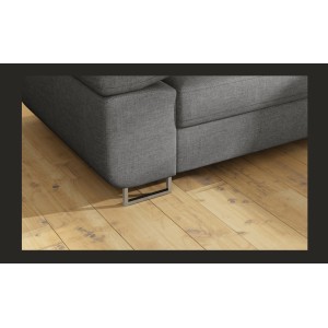 Canapé d’angle convertible MENTON gris tissu tissé – Angle droit avec coffre