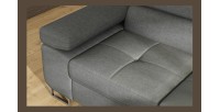 Canapé d’angle convertible MENTON gris tissu tissé – Angle droit avec coffre