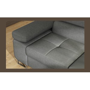 Canapé d’angle convertible MENTON gris tissu tissé – Angle droit avec coffre