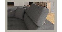 Canapé d’angle convertible MENTON gris tissu tissé – Angle droit avec coffre