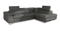 Canapé d’angle convertible MENTON gris tissu tissé – Angle droit avec coffre