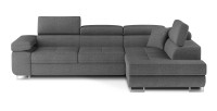 Canapé d’angle convertible MENTON gris tissu tissé – Angle droit avec coffre