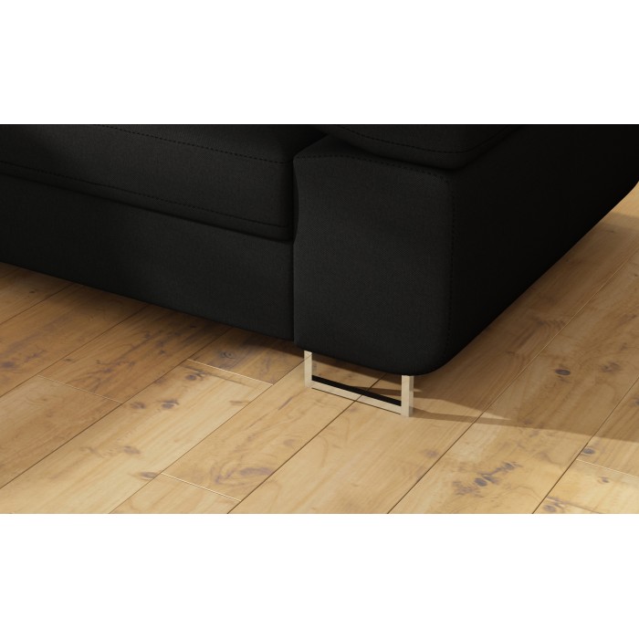 Canapé d’angle convertible MENTON noir – Angle gauche avec coffre