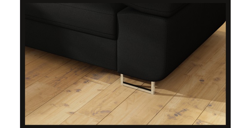 Canapé d’angle convertible MENTON noir – Angle gauche avec coffre