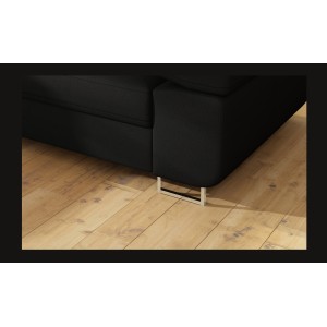 Canapé d’angle convertible MENTON noir – Angle gauche avec coffre