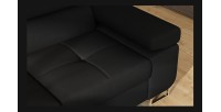 Canapé d’angle convertible MENTON noir – Angle gauche avec coffre