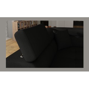 Canapé d’angle convertible MENTON noir – Angle gauche avec coffre