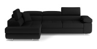 Canapé d’angle convertible MENTON noir – Angle gauche avec coffre