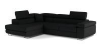 Canapé d’angle convertible MENTON noir – Angle gauche avec coffre