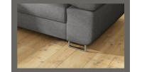 Canapé d’angle convertible MENTON gris tissu tissé – Angle gauche avec coffre