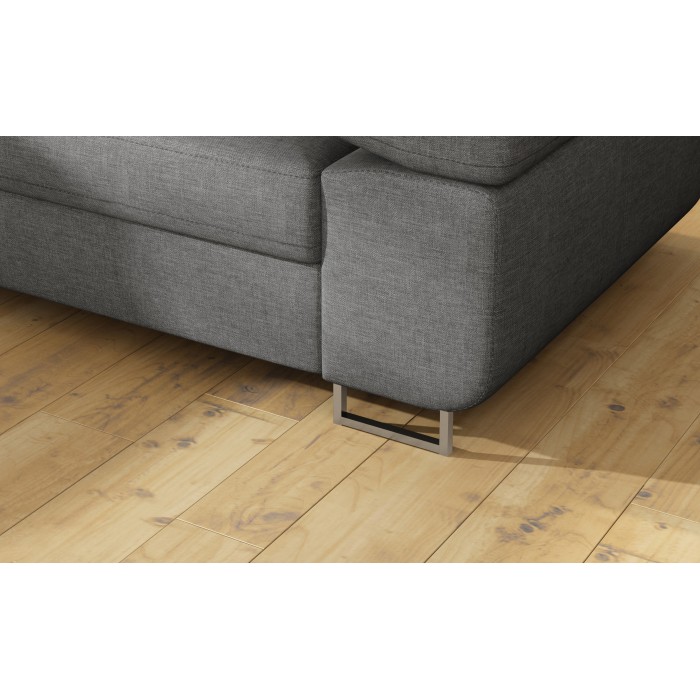 Canapé d’angle convertible MENTON gris tissu tissé – Angle gauche avec coffre