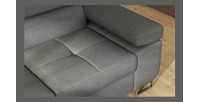 Canapé d’angle convertible MENTON gris tissu tissé – Angle gauche avec coffre