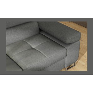 Canapé d’angle convertible MENTON gris tissu tissé – Angle gauche avec coffre