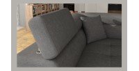Canapé d’angle convertible MENTON gris tissu tissé – Angle gauche avec coffre