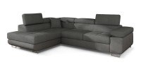 Canapé d’angle convertible MENTON gris tissu tissé – Angle gauche avec coffre