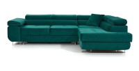 Canapé d’angle convertible MENTON vert canard velours – Angle droit avec coffre