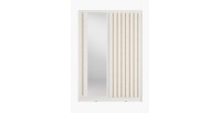 Armoire KAZU 2 portes coulissantes avec miroir et tasseaux décoratifs 155 cm